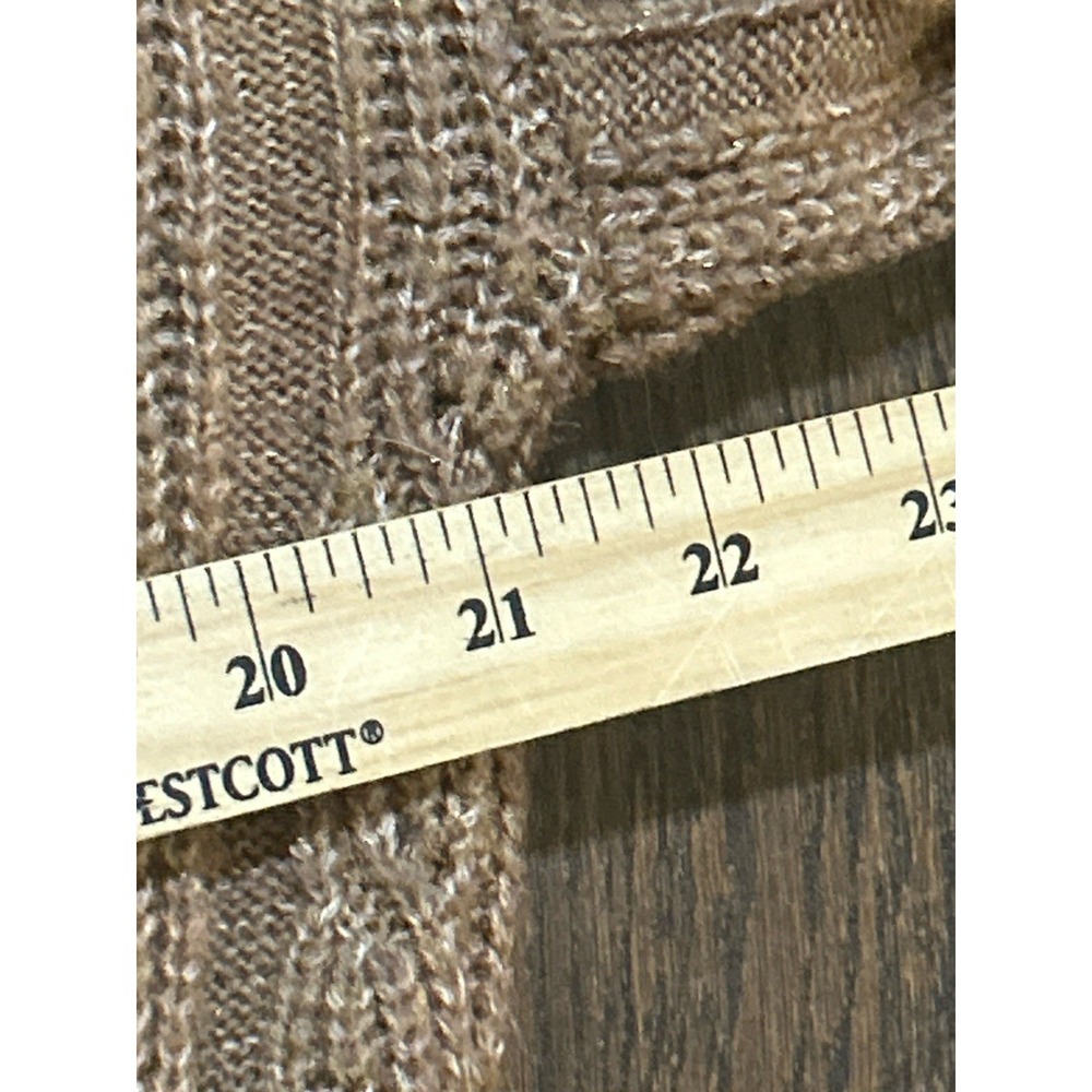 Almost Famous Cropped Sweater Womens Tan Brown Cable Knit Size Medium - Picture 3 of 4
